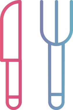 Yemek Utensilleri Çizgisi Gradyan Tasarımı