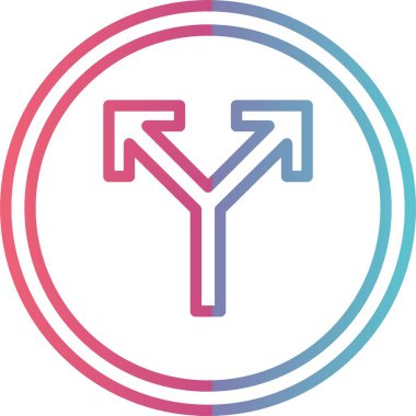 Yol Kesişim Oku Çizgisi Gradyan Tasarımı