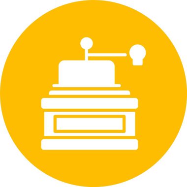 Kahve Değirmeni Kabartma Çemberi Simgesi
