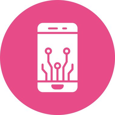 Akıllı Telefon Vektör Satırı Kabartma Çemberi Simgesi