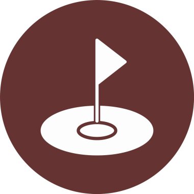 Golf Bayrağı Kabartma Çember Simgesi