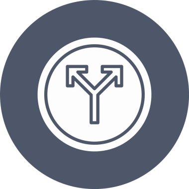 Yol Kesişim Oku Kabartma Çemberi Simgesi