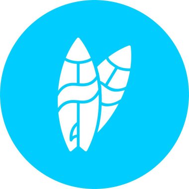 Sörf Tahtası Kabartma Çemberi Simgesi