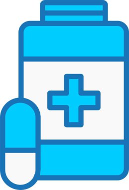 İlaç Şişesi Dolu Mavi Simge