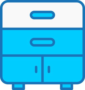 Mavi Simge Doldurulmuş Çekmece