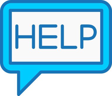 Mavi Simge Doldurulmuş Vektöre Yardım Et