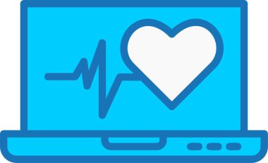 Kalp Atışı Mavi Simgeyle Dolu