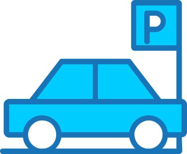 Otopark Mavi Simgeyle Dolu