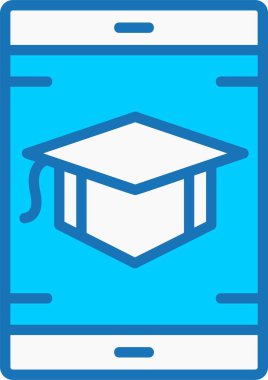 Çevrimiçi Öğrenme Dolu Mavi Simge