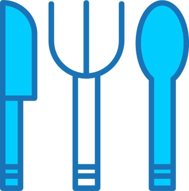 Mavi Simge Doldurulmuş çatal bıçak takımı