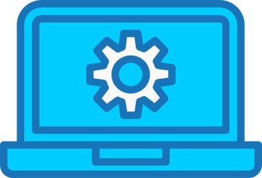 Laptop Doldurulmuş Mavi Simge