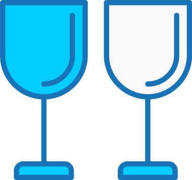 Mavi Simge Doldurulmuş Şarap Kadehi