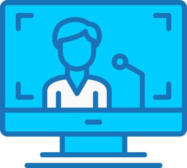 Basın Konferansı Dolu Mavi Simge