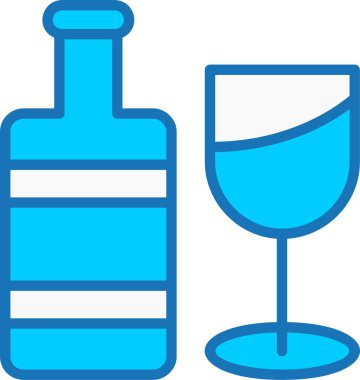 Mavi Simge Doldurulmuş Şarap Kadehi