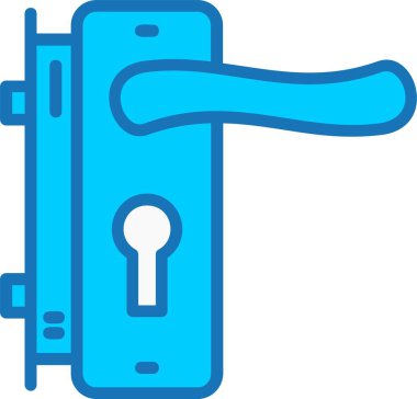 Kapı Kolu ve Kilidi Dolu Mavi Simge