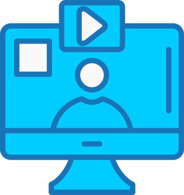 Mavi Simge Doldurulmuş Video Çağrısı Vektörü