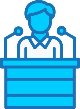 Basın Konferansı Dolu Mavi Simge