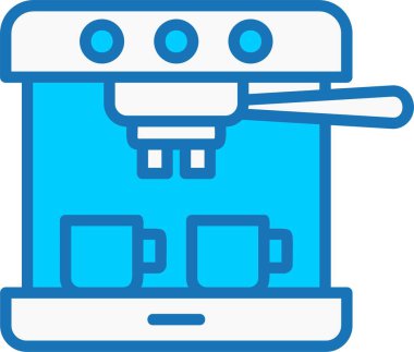 Kahve Makinesi Mavi Simgeyle Dolu