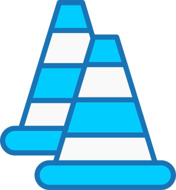 Trafik Konisi Mavi Simgeyle Dolu