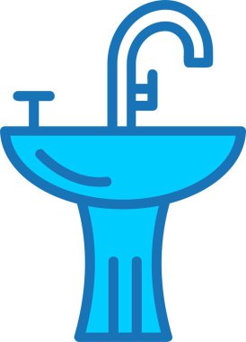 Lavabo Mavi Simgeyle Dolu