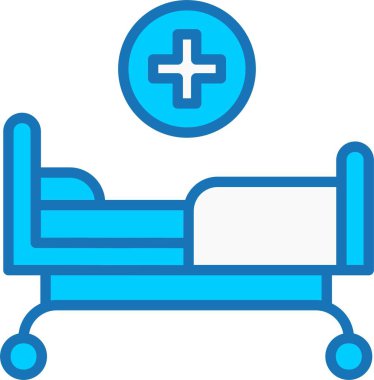 Hastane Yatağı Mavi Simgeyle Dolu