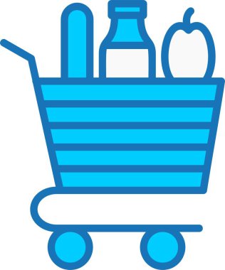 Mavi Simge Doldurulmuş Market Arabası