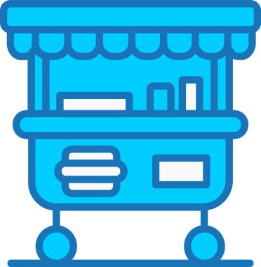 Mavi Simge Doldurulmuş Yiyecek Arabası