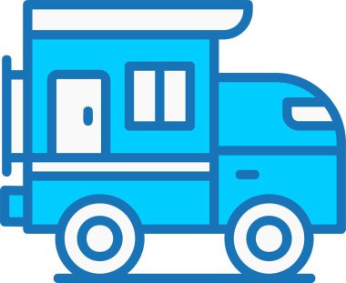 Kamp Minibüsü Mavi Simgeyle Dolu