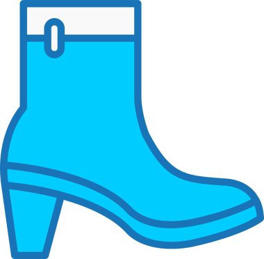 Mavi Simge Doldurulmuş Kadın Çizmeleri