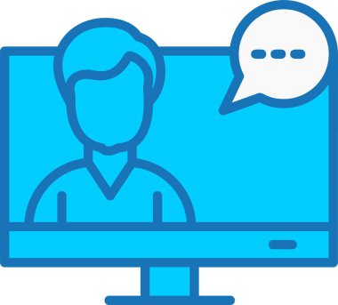 Mavi Simge Doldurulmuş Video Konferansı