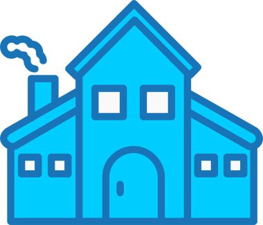 İçi Mavi Simge Dolu Ev