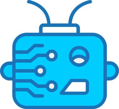 Mavi Simge Doldurulmuş Sayborg Vektör Satırı