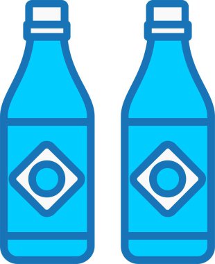 Mavi Simge Doldurulmuş Şişe