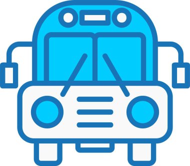 Okul Otobüsü Mavi Simgeyle Dolu