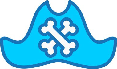 Mavi Simge Doldurulmuş Korsan Şapkası