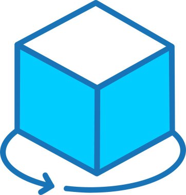 3d Küp Dolu Mavi Simge