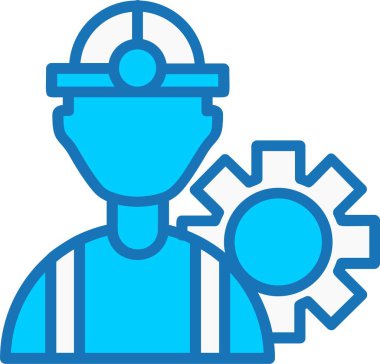 Mavi Simgeyi Doldurulmuş İnşaat İşçisi