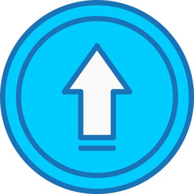 Yukarı Ok Dolu Mavi Simge