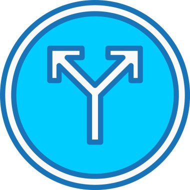 Yol Kesişen Ok Mavi Simge Dolduruldu