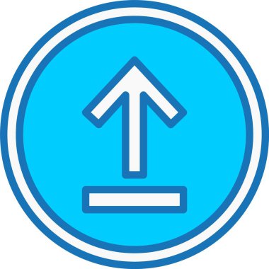 Yukarı Ok Dolu Mavi Simge