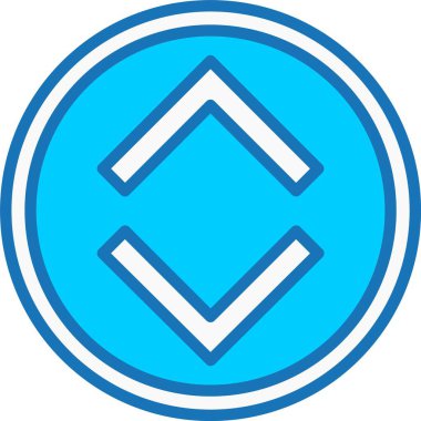 Yukarı ve Aşağı Ok Dolu Mavi Simge