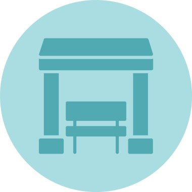 Otobüs İstasyonu Kabartma Çemberi Gradyan Simgesi