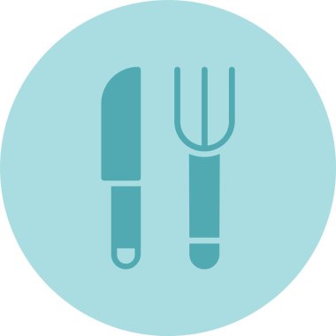 Yemek Utensilleri Kabartma Çemberi Gradyan Simgesi