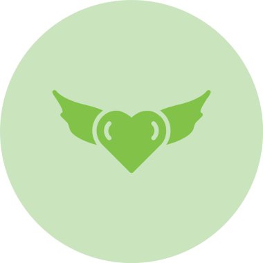 Kalp Kanatları Kabartma Çemberi Gradyan Simgesi