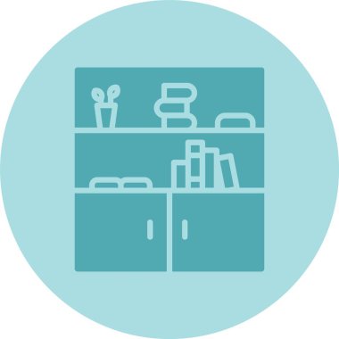 Kitap Rafı Kabartma Çemberi Gradyan Simgesi