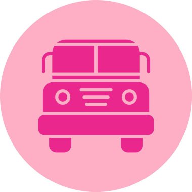 Okul Otobüsü Kabartma Çemberi Gradyan Simgesi