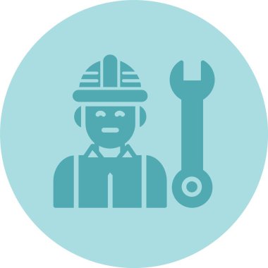 Mühendis Glyph Çember Gradyan Simgesi