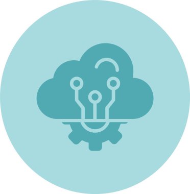 Bulut Hesaplama Vektör Satırı Kabartma Çemberi Gradyan Simgesi