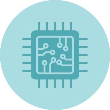 İşlemci Kabartma Çemberi Gradyan Simgesi