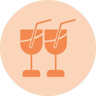 Şarap Kadehi Kabartma Çemberi Gradyan Simgesi